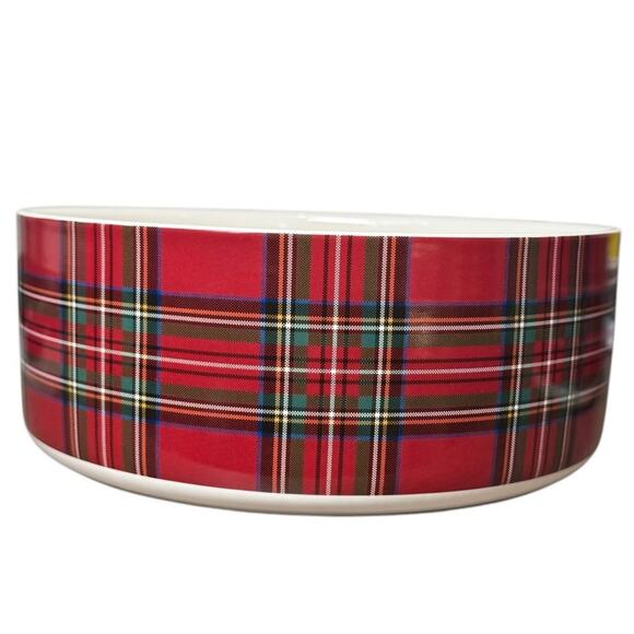 Pottery Barn Stewart Plaid Serving Bowl 9" Christmas Tartan Porcelain Party Dish - Picture 1 of 7